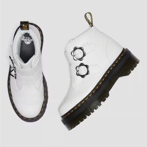 Dr. Marten’s - Devon Flower Buckle Leather White Platform Boots